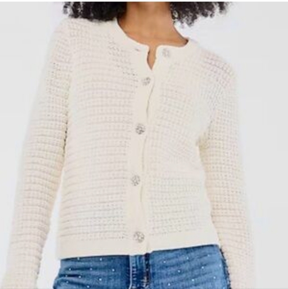 J Crew Factory Lady jacket cardigan with gem buttons CF055 SZ L NWT - Picture 2 of 7